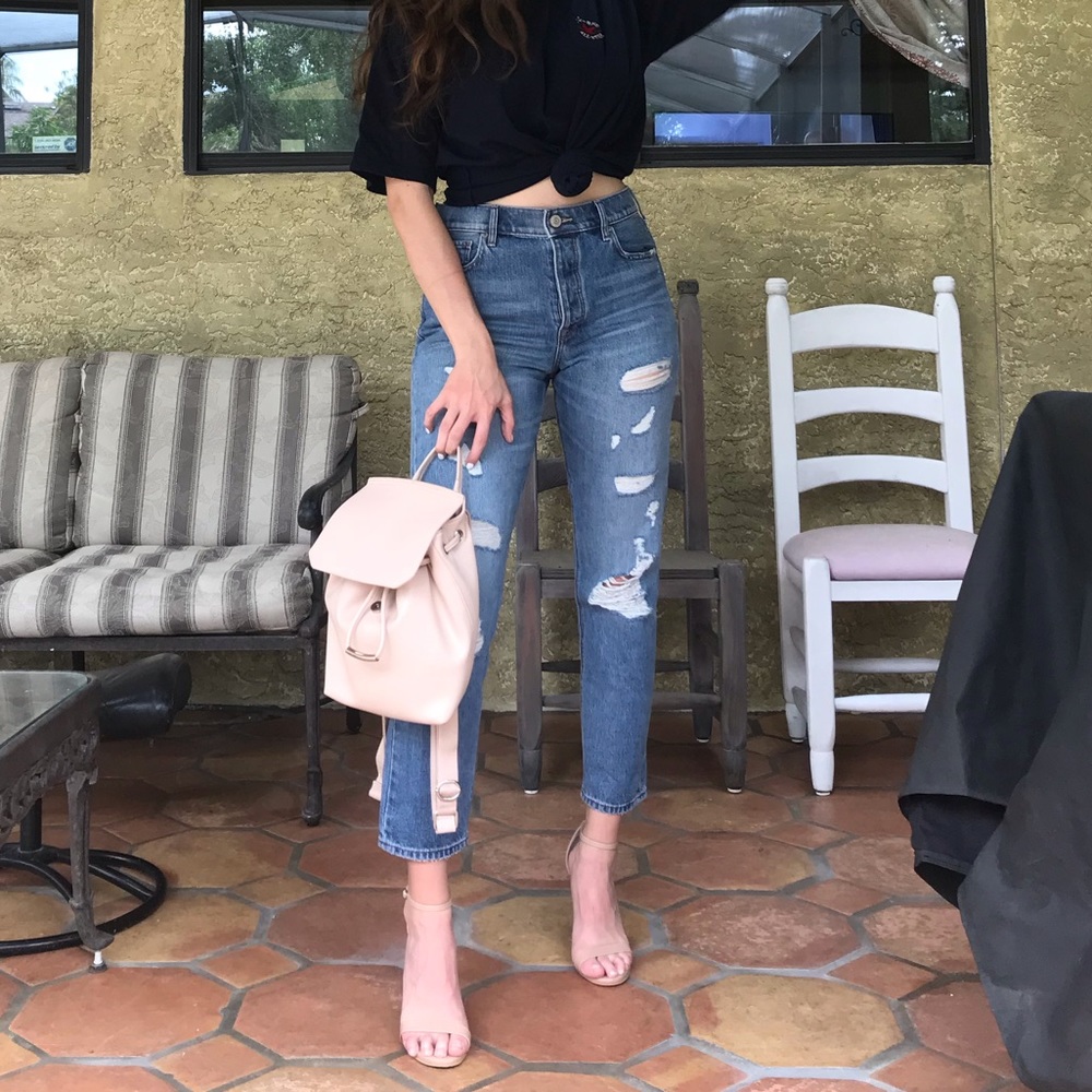 EXPRESS DISTRESSED HIGH WAISTED CULOTTES